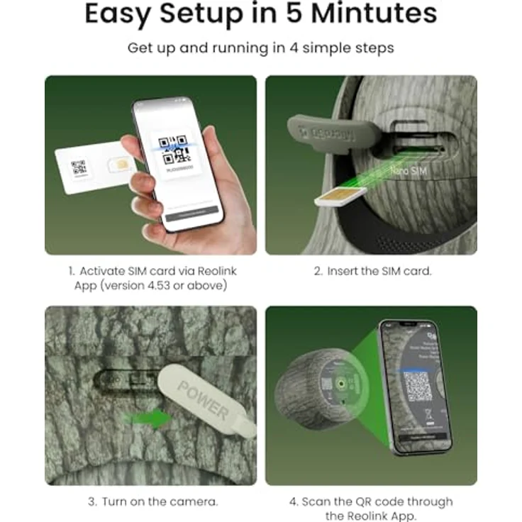 Reolink Wildkamera 4K 8MP 3G/4G LTE mit 360º Rundumsicht, No-Glow, Tiererkennung, 355°/90° Schwenk, 2-Weg-Audio (Außenbereich, 1-tlg.) – Bild 8