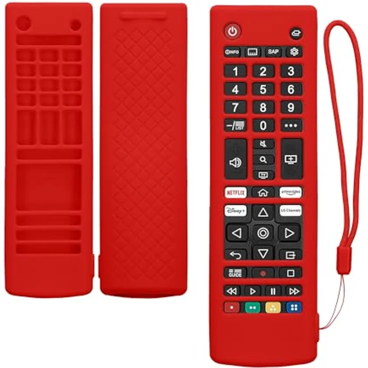 kwmobile Smart TV AKB Hülle Universal-Fernbedienung, Silikon Case, rot – Bild 8