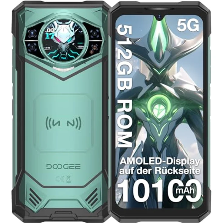 DOOGEE S200 X 5G Outdoor Smartphone, 10100mAh, 6.72 Zoll FHD+ 120Hz, 100MP + 1.32” AMOLED, IP68/69K/NFC/WiFi 6/Face ID, Schwarz – Bild 1