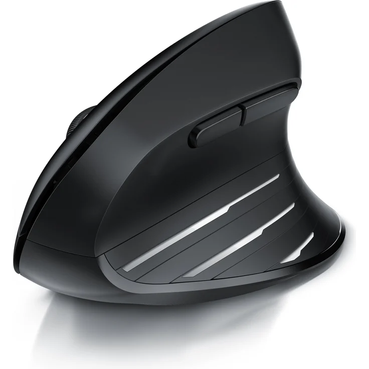 CSL ergonomische Maus (Funk, Kabellose Mouse 2,4 GHz, 1000-2400 DPI, Wireless, für PC und Mac) in Schwarz