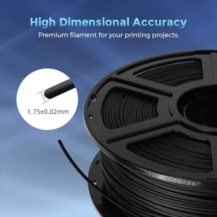 FLASHFORGE Kohlefaser PLA Filament 1.75mm, Kohlefaserverstärkt, 1KG, hohe Festigkeit & Abriebfestigkeit, schwarz – Bild 3