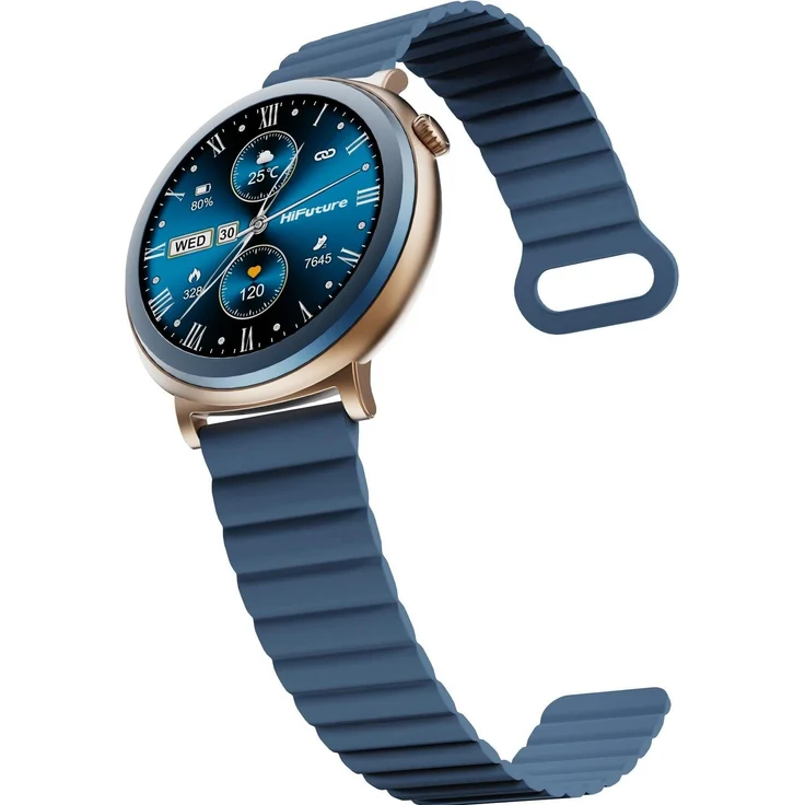 HiFuture Smartwatch Aurora HSSW11BL, 1.43" AMOLED-Display, Herzfrequenz- & Sauerstoffmessung, IP68 wasserdicht, Bluetooth-Telefonie, blau