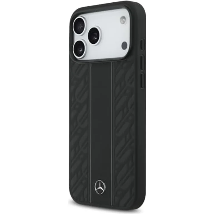 CG MOBILE Mercedes Leder Lorbeerblätter-Streifen Schutzhülle für iPhone 17 Pro Max, kompatibel mit MagSafe, Echtleder, Schwarz – Bild 2