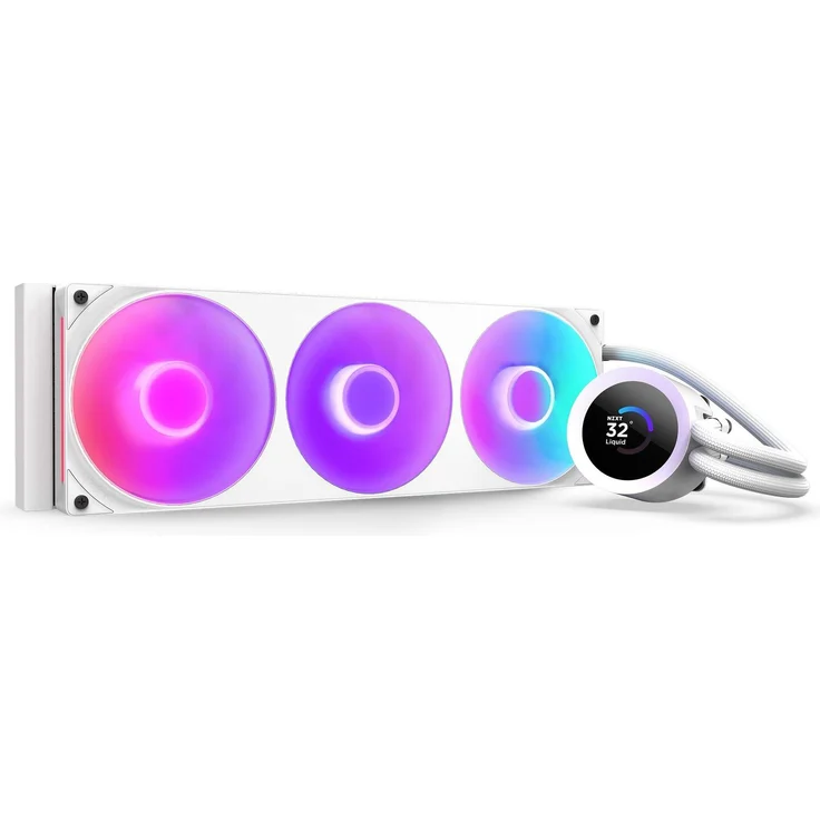 NZXT Kraken Plus RGB 360, All-in-One Wasserkühler mit 3 x 120 mm Lüftern, RGB-Beleuchtung, weiß