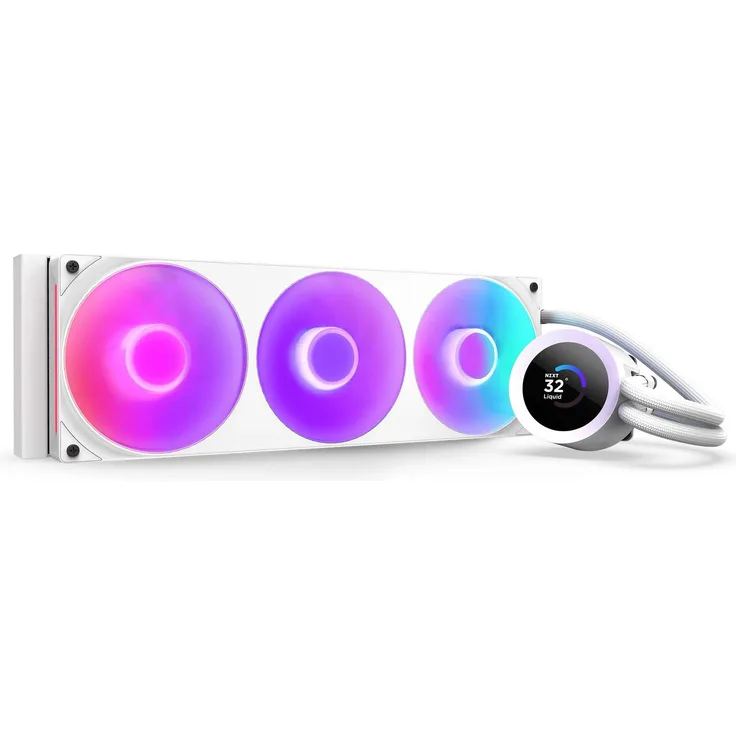 NZXT Kraken Plus RGB 360, All-in-One Wasserkühler mit 3 x 120 mm Lüftern, RGB-Beleuchtung, weiß