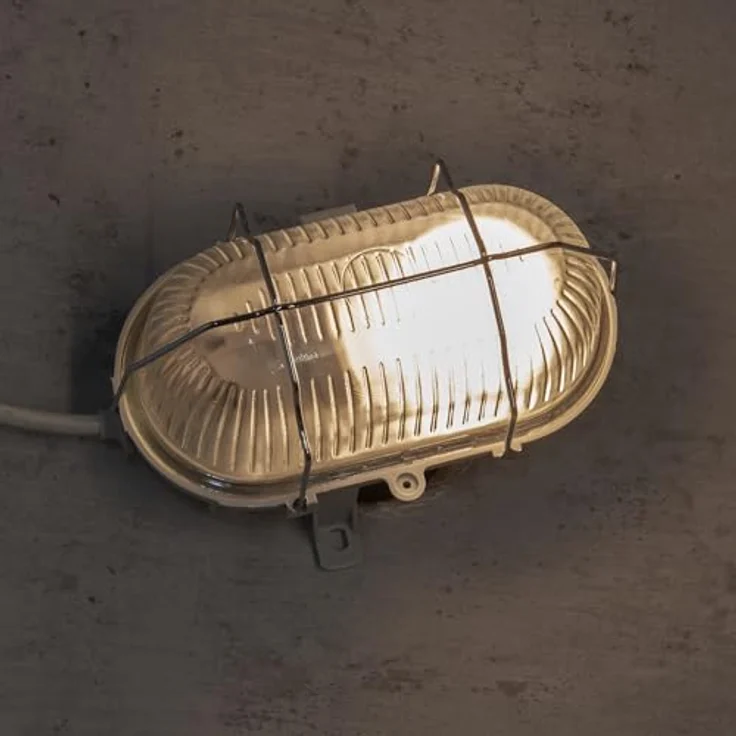 UNITEC Ovalleuchte mit Metallkorb, geeignet für Keller, Garage, Garten und mehr, Schutzart IP44, 60 W, grau – Bild 5