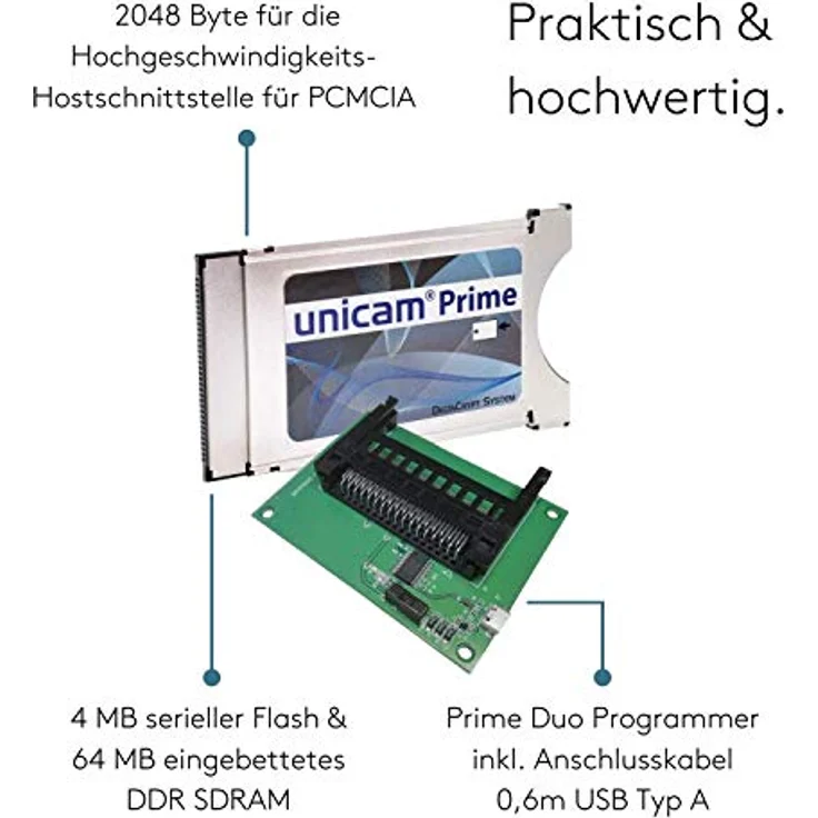 Unicam Prime CI Modul + Programmer USB, Common Interface Karte mit DeltaCrypt-Verschlüsselung 3.0, DVB CI-konform, PCMCIA CI-CAM für Smart Cards TV, schwarz – Bild 3