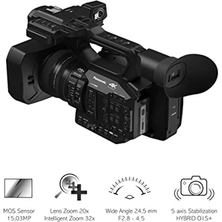Panasonic HC-X20E, 4K Ultra HD Camcorder mit 20x optischem Zoom, Schwarz – Bild 3