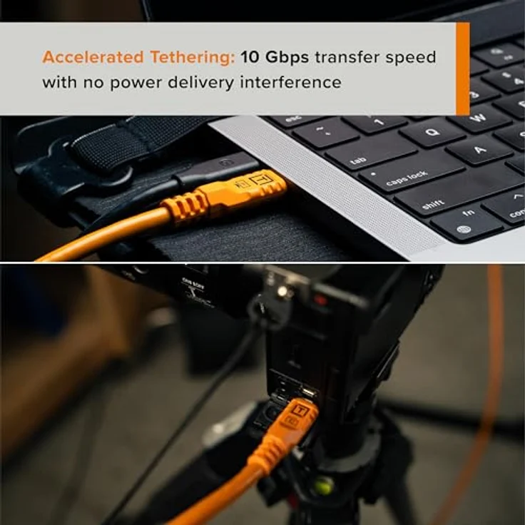 Tether Tools TetherPro USB-C Optima 10G gerade orange 4,6m - High Performance USB-Kabel mit Super-Speed-Übertragungen – Bild 3