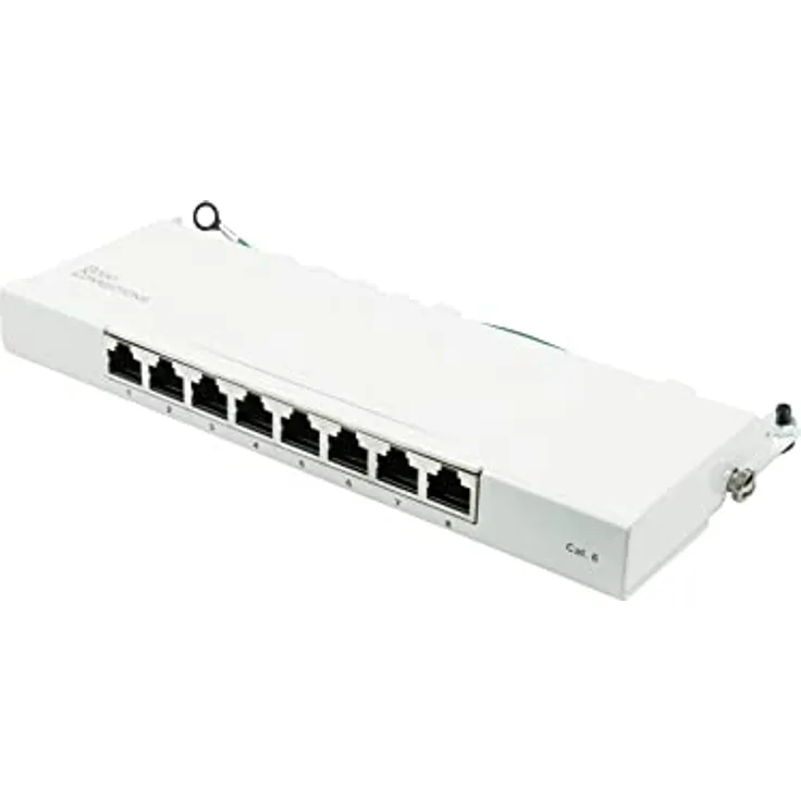 Patchpanel/Patchfeld - Desktop - Cat. 6, 250 MHz - GIGABIT-fähig - 8-Port - 0,5 HE - STP geschirmt - werkzeugloses Öffnen - Reinweiß (RAL9010)