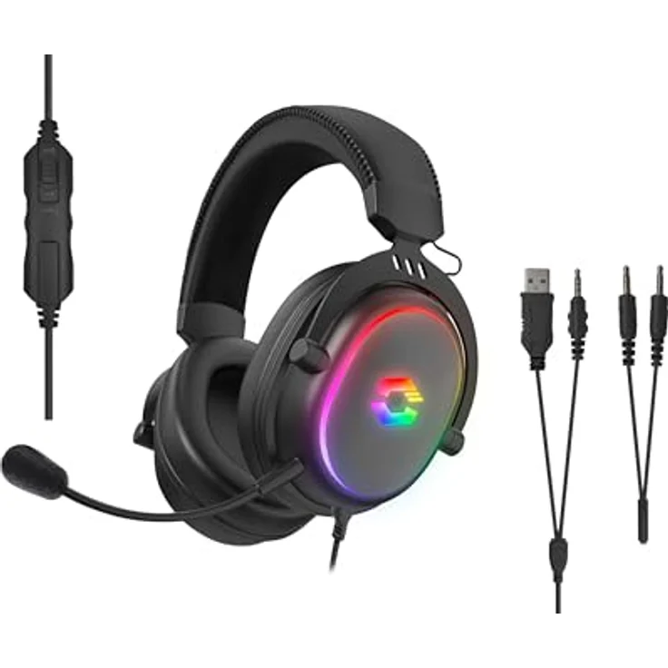 Speedlink CONUX - RGB Gaming Headset mit Mikrofon für PC PS5/PS4/Xbox, RGB Beleuchtung, kabelgebunden, schwarz – Bild 2