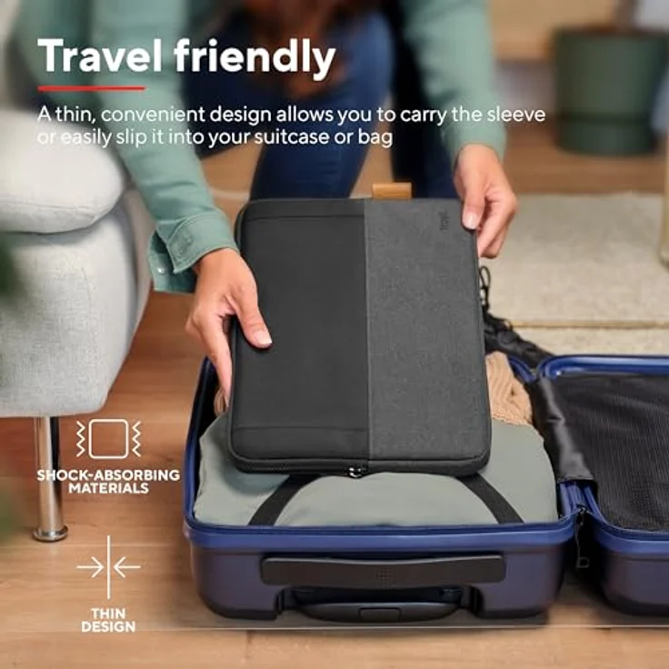 Trust Lisboa Laptophülle 13.3 Zoll, Laptoptasche aus Recycelten PET-Flaschen, Arbeitstasche Laptop Sleeve, Tasche Herren Damen für MacBook Notebook HP Dell Asus Lenovo Reisen Business - Schwarz – Bild 4