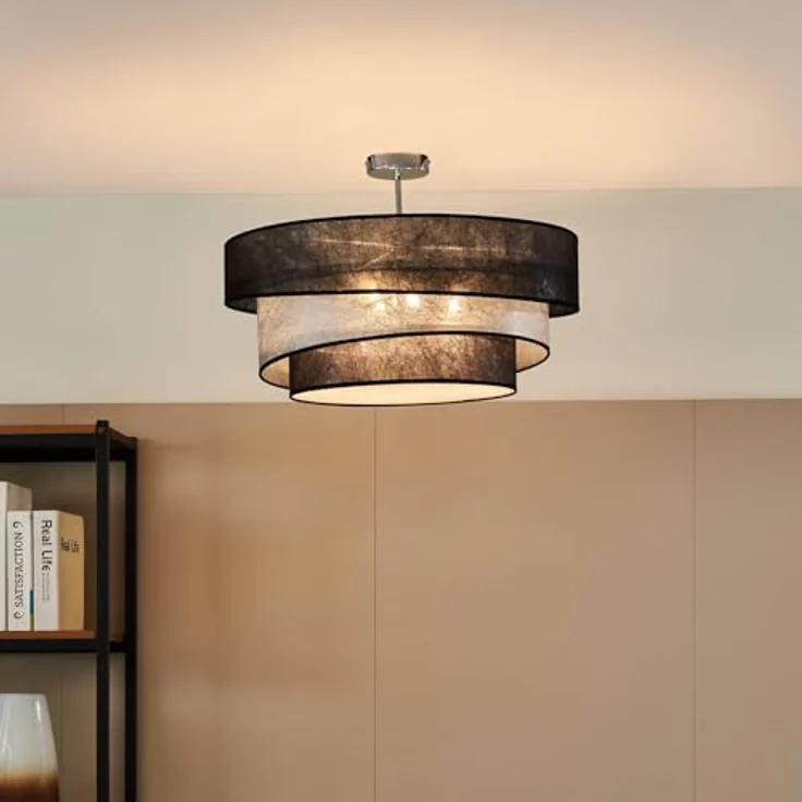 Lindby Deckenlampe 'Ayvira' (Modern) in Schwarz aus Metall (3 flammig, E27) - Textil Deckenleuchte, Lampe, Wohnzimmerleuchte – Bild 2