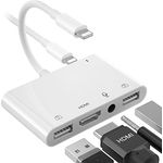 AMLLXEN iPhone HDMI Adapter, USB Kamera Adapter, 3,5mm Kopfhörer Splitter Adapter mit Ladeanschluss mit HDMI Sync Bildschirm Kompatibel mit iPhone 14 Pro Max 14 Pro/14Plus/14/13/12/11/X/Xr/Pad