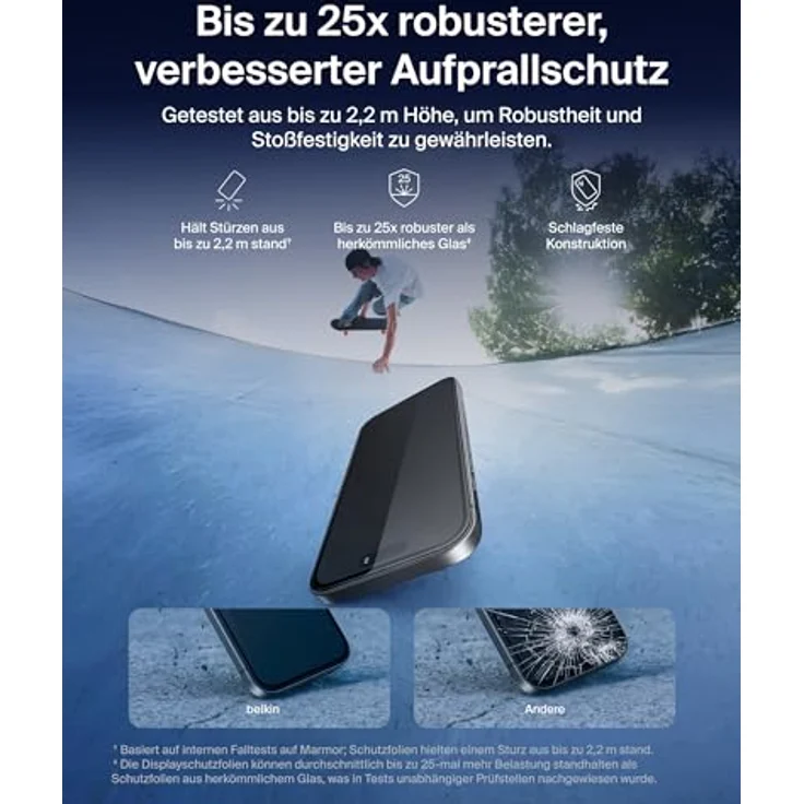 Belkin ScreenForce UltraGlass 2 Schutzfolie für iPhone 17 Pro Max, 9H kratzfest, blasenfreie Anbringung, antimikrobielle Beschichtung, 2 Jahre Garantie – Bild 2