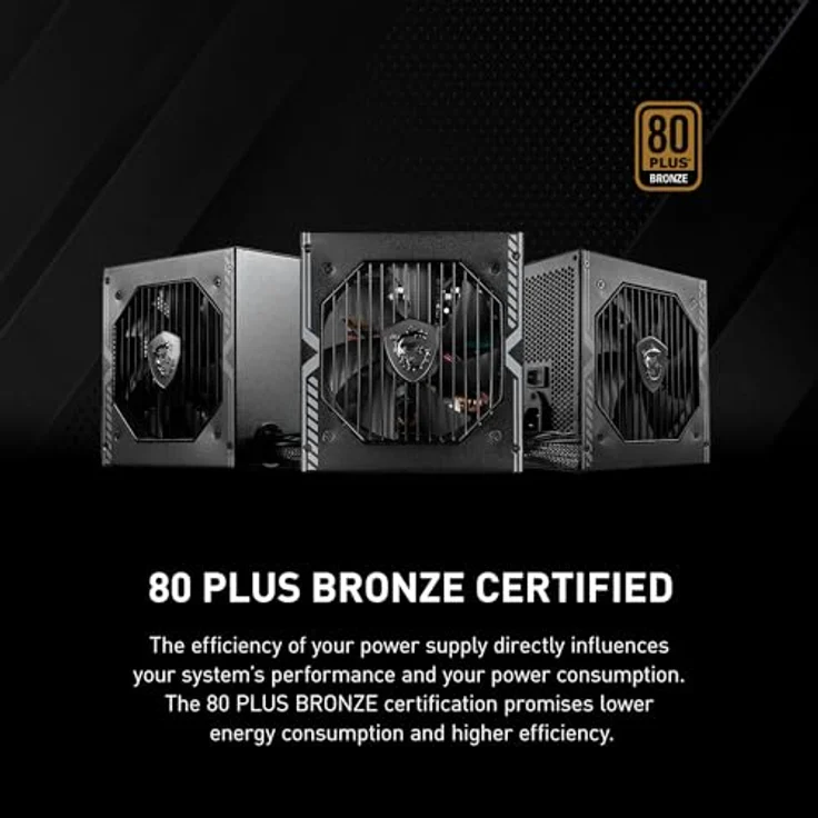 MSI MAG A550BN Netzteil, 80 PLUS Bronze, 550 Watt, ATX 2.4, geräuschoptimierter Lüfter, zwei PCIe-Anschlüsse – Bild 3