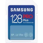 Samsung PRO Plus SD Speicherkarte (MB-SD128S/EU), 128 GB, UHS-I U3, Full HD & 4K UHD, 180MB/s Lesen, 130 MB/s Schreiben, Karte für Spiegelreflexkameras und Systemkameras (2023)