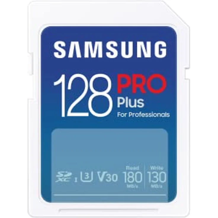Samsung PRO Plus SD Speicherkarte (MB-SD128S/EU), 128 GB, UHS-I U3, Full HD & 4K UHD, 180MB/s Lesen, 130 MB/s Schreiben, Karte für Spiegelreflexkameras und Systemkameras (2023) – Bild 1