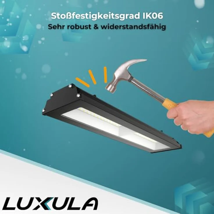 LUXULA Basic LED Hallenstrahler 100W 10000lm 4000K Neutralweiß - IP65 IK06 - Linear Hallenleuchte High Bay Werkstatt Lager – Bild 5