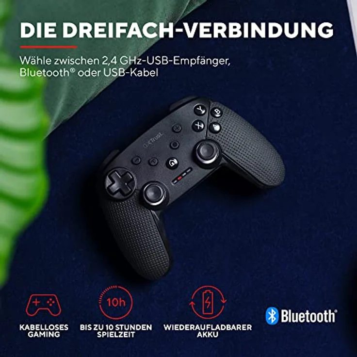 Trust Gaming GXT 542 Muta PC & Nintendo Switch Controller Kabellos, Bluetooth/RF/USB, 75% Recycelten Materialien, Aufladbare Batterie, Wireless Gamepad für Computer, Switch OLED/Lite, Android – Bild 4