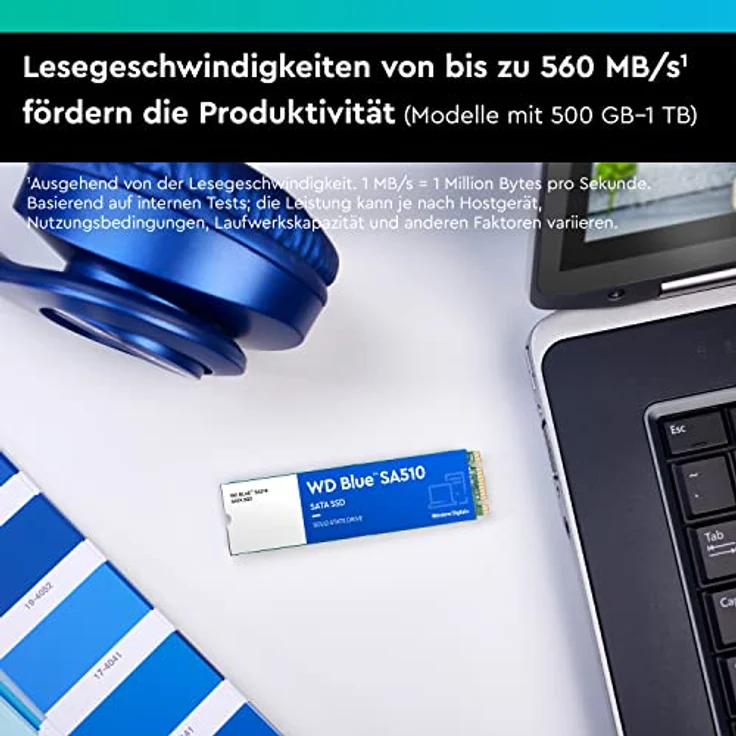 WD Blue SA510 SATA SSD 500 GB M.2 2280 (Lesen bis 560 MB/s, Schreiben bis 510 MB/s, Upgrade für PC/Laptop, dreimonatiges Probeabo von Dropbox Professional, Western Digital SSD Dashboard) - Preisvergleich – Bild 3