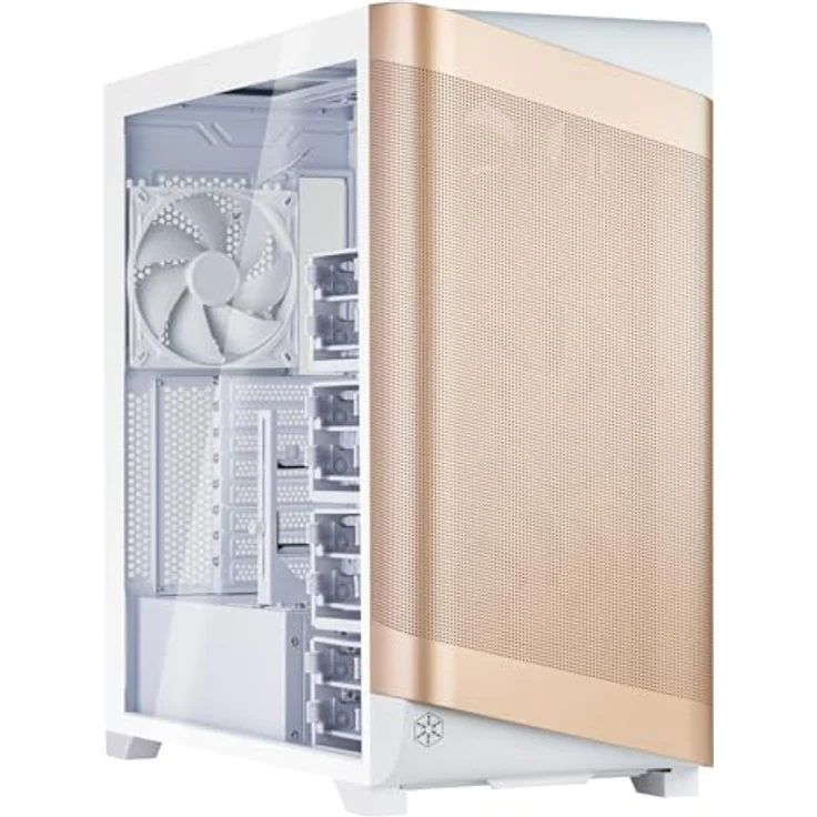 SilverStone Technology SETA A2, Mid-Tower-Gehäuse mit starkem Luftstrom und 4x 140-mm-Lüftern, Roségold/Weiß – Bild 1