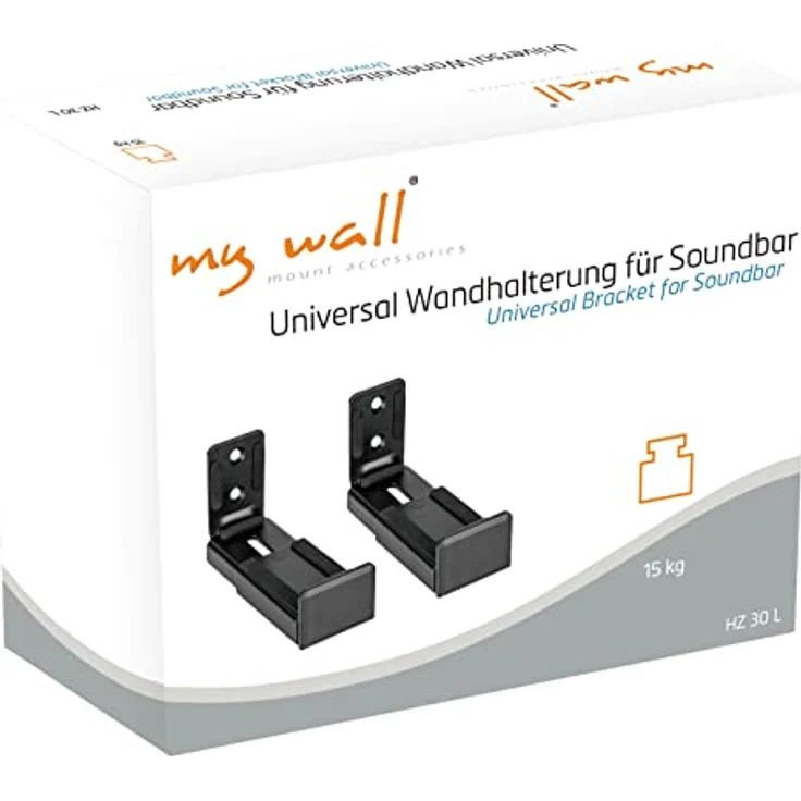 myWall Soundbar Wandhalterung HZ30L, Universale Soundbar Wandhalterung mit Einer Tiefe von 8,9 – 15,5 cm, Wandhalterung Lautsprecherboxen mit rutschfeste Eva-Pads, Soundbar-Wandhalter bis max. 15 kg – Bild 2