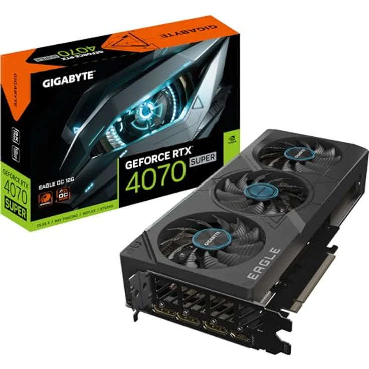 Gigabyte GeForce RTX 4070 SUPER Eagle OC Grafikkarte - 2535MHz Core, 12GB GDDR6X 21000MHz 192-Bit Speicher, PCI-E 4.0, 3X DP 1.4, 1x HDMI 2.1a, NVIDIA DLSS 3.5, GV-N407SEAGLE OC-12GD – Bild 1
