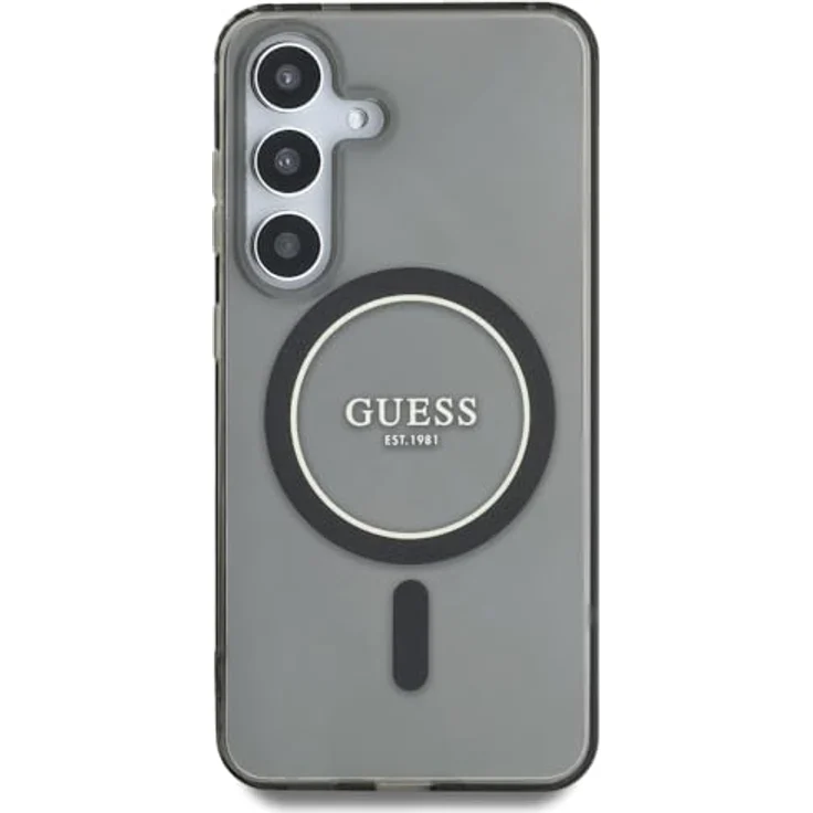 CG MOBILE Guess Glitter Circle Classic Logo, Hartschalenhülle aus TPU/PC, kompatibel mit MagSafe für Samsung Galaxy S25, Schwarz – Bild 3