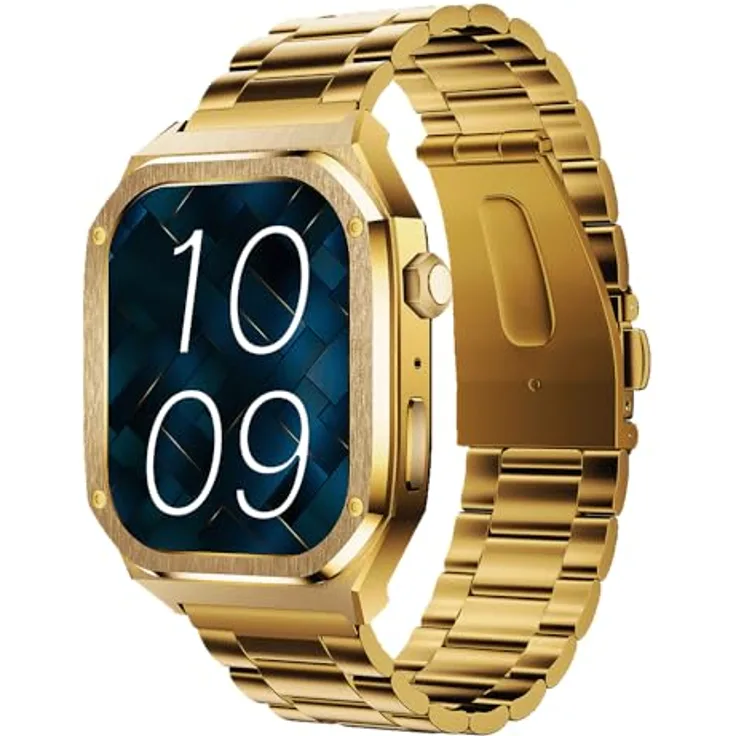 Maxcom FW65 Iron S, Smartwatch mit 1,95 Zoll AMOLED-Display, goldfarben, Schrittzähler, Blutdruckmessung, wasserdicht IP68