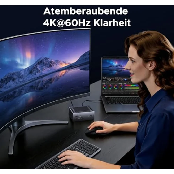 UGREEN Revodok Pro Docking Station, 10-in-1 USB C Hub mit M.2 NVMe Gehäuse, 4K HDMI, 10Gbps Datenübertragung, Gigabit Ethernet, 100W PD, kompatibel mit MacBook Pro/Air und Windows-Laptops – Bild 5