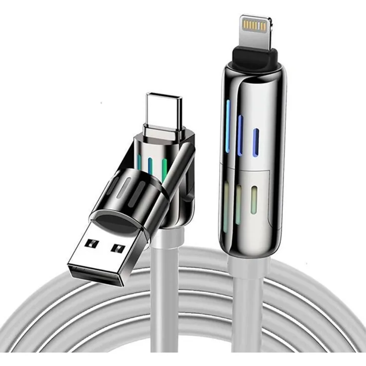 BlitzWolf BW-HDC6 4-in-1 USB-C/USB-A auf USB-C/Lightning Kabel, 240W Schnellladung, grau