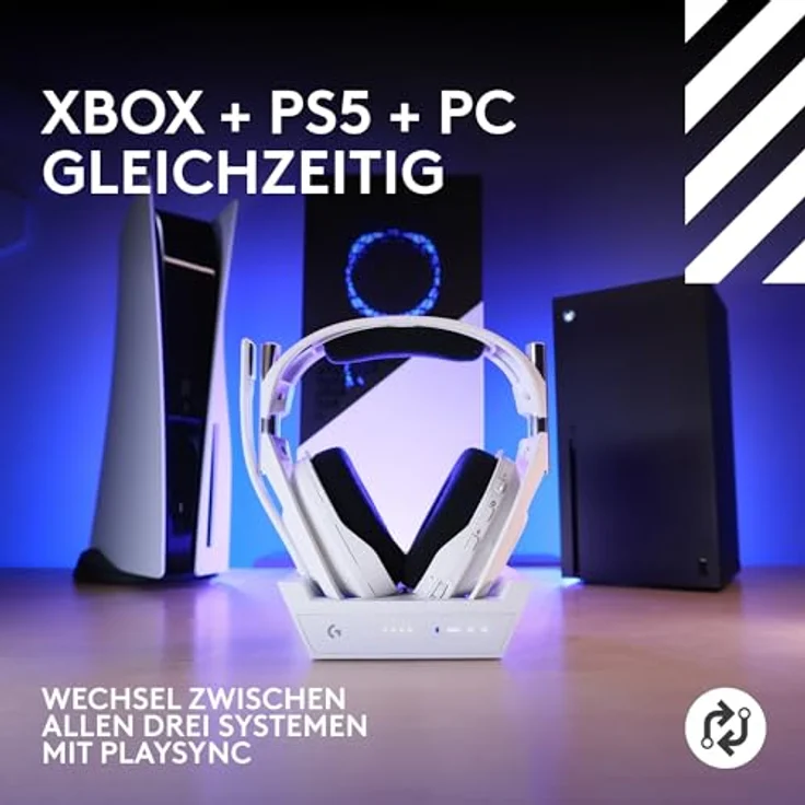 Logitech G Astro A50 X LIGHTSPEED kabelloses Gaming-Headset + Basisstation, PRO-G GRAPHENE, PLAYSYNC für Xbox Series X|S + PS5 + PC/Mac, Bluetooth, HDMI 2.1 Passthru,Weiß – Bild 2