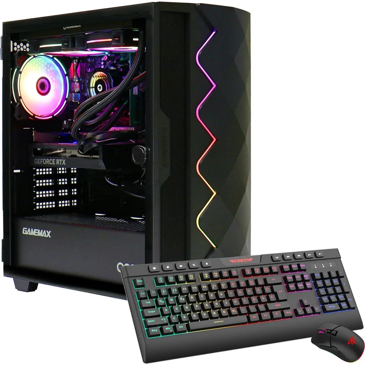 GAMEMAX Diamond BK 7840, Gaming-PC mit AMD Ryzen 7 9700X, Wasserkühlung, 16GB DDR5 RAM, 1TB SSD, NVIDIA RTX 5070, Windows 11