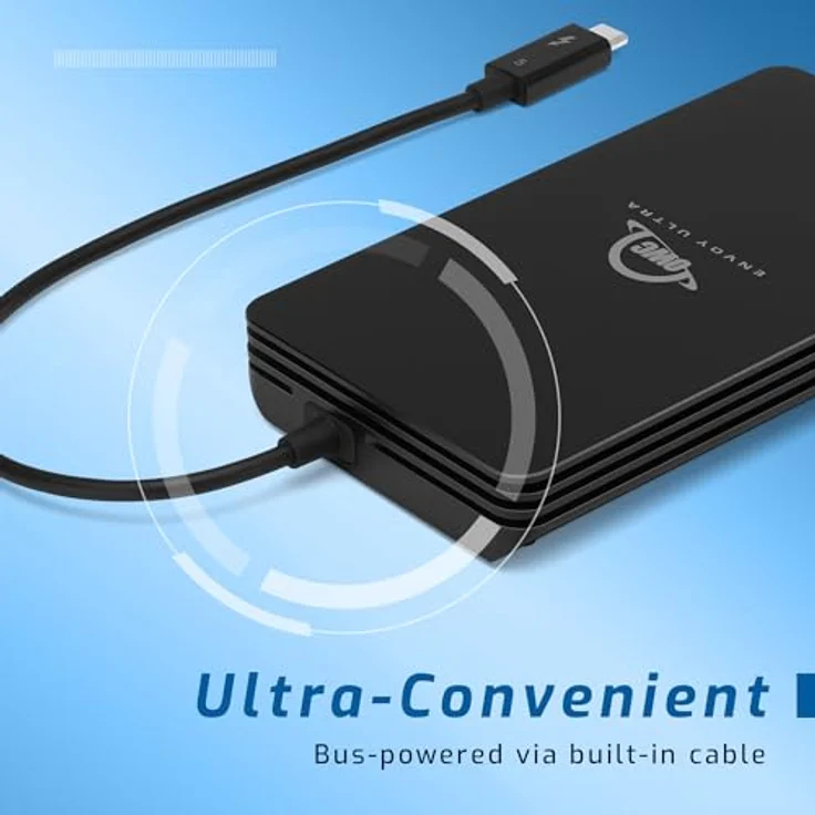 OWC Envoy Ultra Thunderbolt 5 tragbares SSD-Gehäuse, externes Laufwerk mit über 6000 MB/s, kompatibel mit TB3, TB4, USB4, für Mac und PC, wetterfest und bus-betrieben – Bild 5