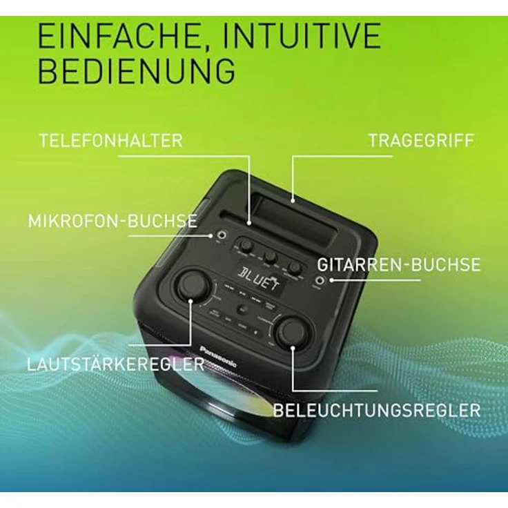 Panasonic SC-BMAX5E-K Tragbarer Party-Lautsprecher mit Bluetooth, integrierter Beleuchtung, 75 W, USB, Schwarz – Bild 3