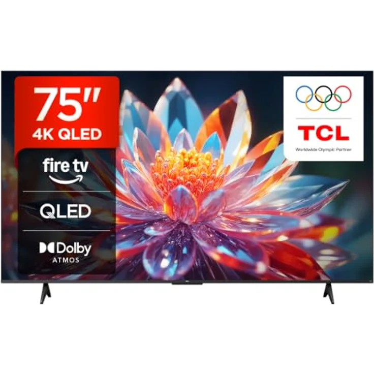 TCL 75T6C 75 Zoll QLED Fernseher, 4K UHD mit HDR10+, Dolby Vision & Atmos, Smart TV mit Fire TV, Sprachsteuerung und HDMI 2.1 – Bild 1