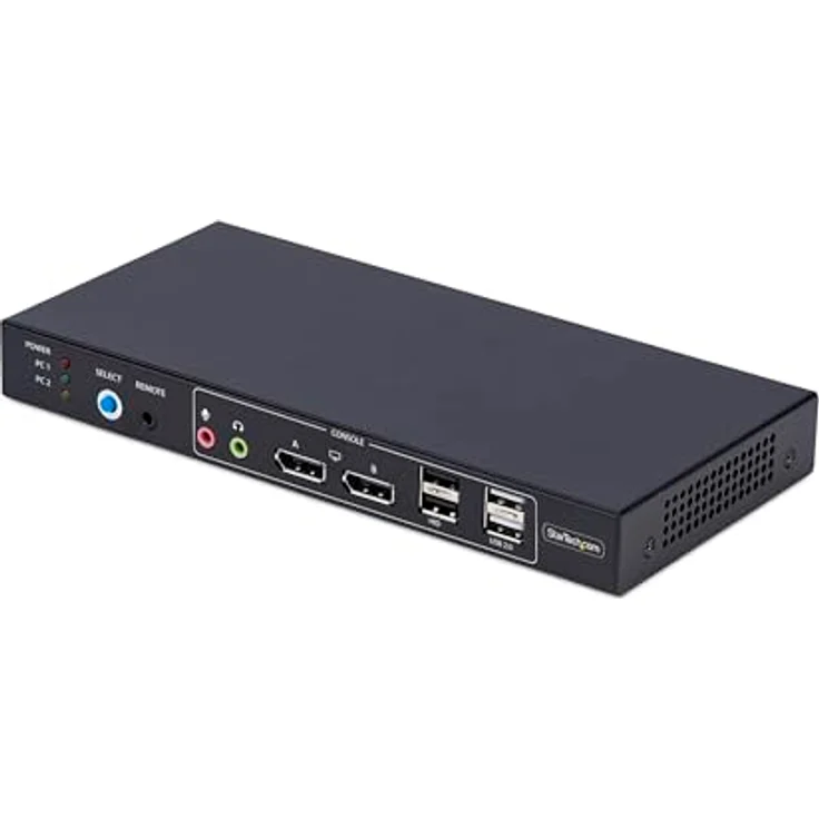 StarTech P2ADD121D KVM Switch, 3840 x 2160 Pixel, 4K Ultra HD, Aluminium-Gehäuse, Schwarz – Bild 2