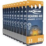 ANSMANN Hörgerätebatterien Typ 13 orange P13 PR48 ZL2, 60 Stück, Sparpack, Made in Germany, lagerfähig bis zu 4 Jahre
