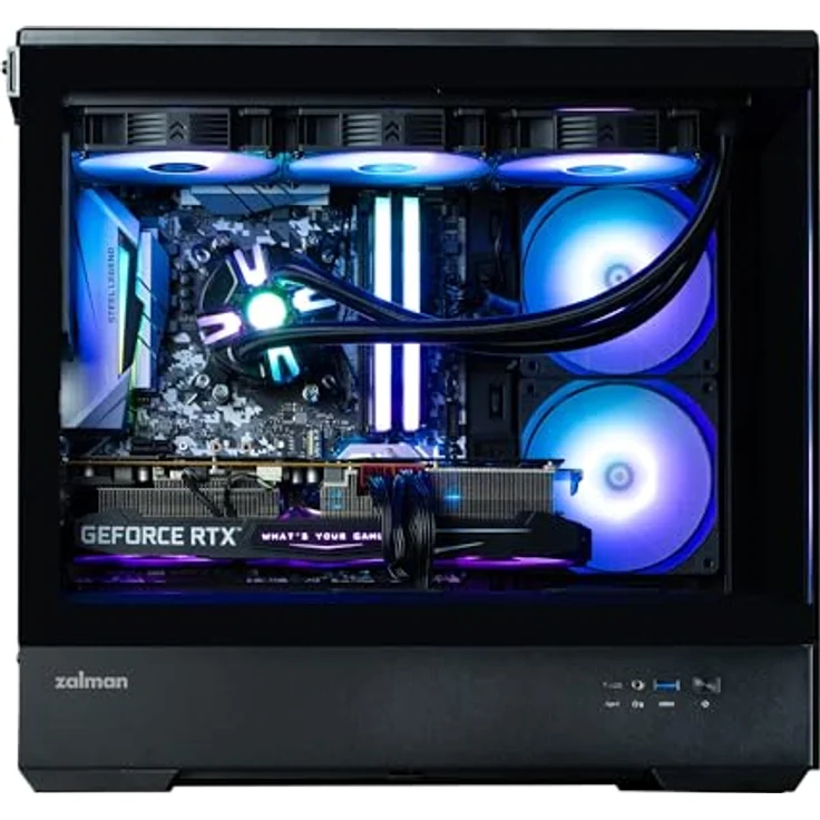 Zalman ATX Semi-Tower Gehäuse, Mini-Tower mit 3 x 120 mm LED A-RGB, schwarzes gehärtetes Glas, für Micro-ATX/Mini-ITX M/B, Typ C/USB 3.0 – Bild 3