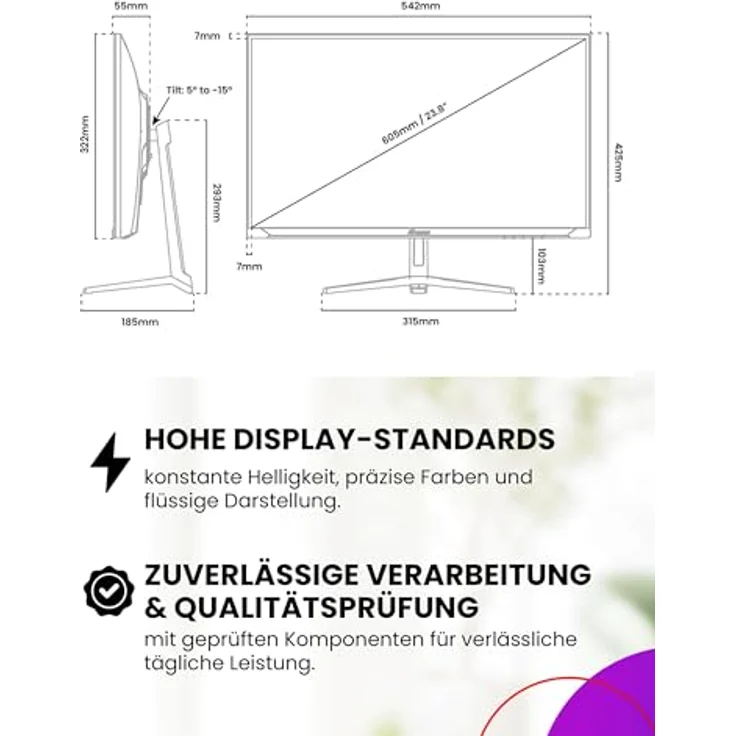 Arozzi Nova 24" Gaming Monitor, IPS 200Hz, Full HD 1080p, Adaptive Sync, HDR10, flimmerfrei, 99% sRGB, waldgrün – Bild 4