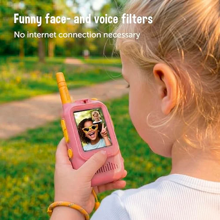 Zazu Walkie Talkie Video Spielzeug für Kinder, taupe, 2,0-Zoll-Videobildschirm, 300m Reichweite, USB-aufladbar – Bild 5