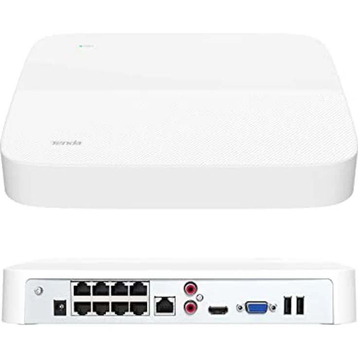 Tenda N6P-8H, 4K PoE NVR Überwachungssystem Rekorder, 8CH, 250m Langstreckenübertragung, H.265+, Plug und Play, HDD- und Cloud-Speicher bis 10TB, 4KV Blitzschutz, APP Fernüberwachung – Bild 1