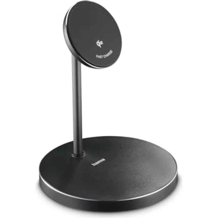 Hama Induktive Ladestation 15 W, Qi2-zertifiziert, magnetischer Wireless Charger, kompatibel mit MagSafe, 2in1 Schnellladegerät für mehrere Geräte, schwarz/anthrazit – Bild 1