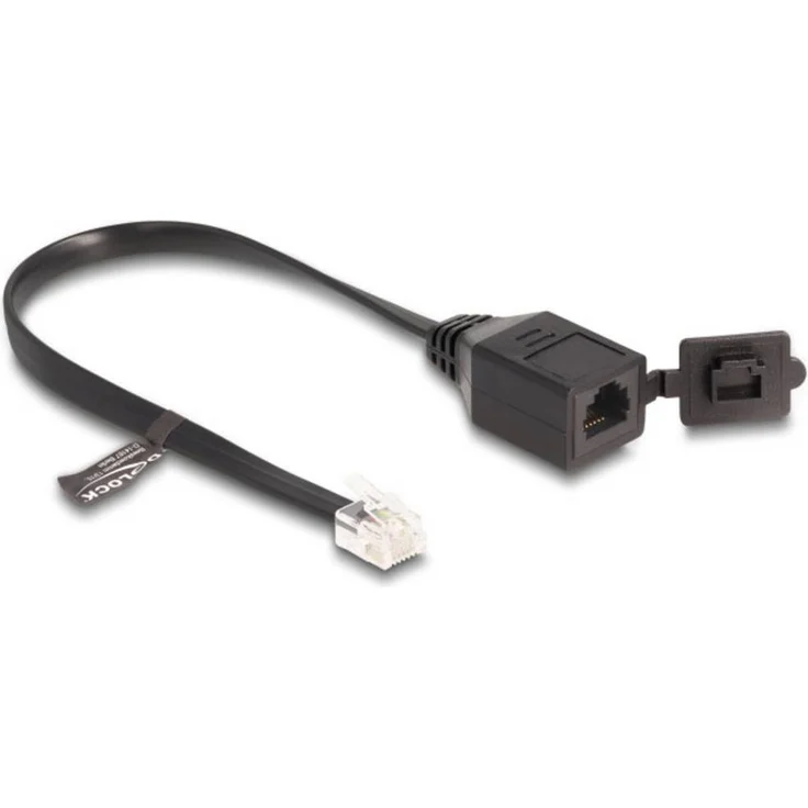 Delock RJ12 Flachbandkabel, analoges Telefon Anschlusskabel, 0.2m, schwarz