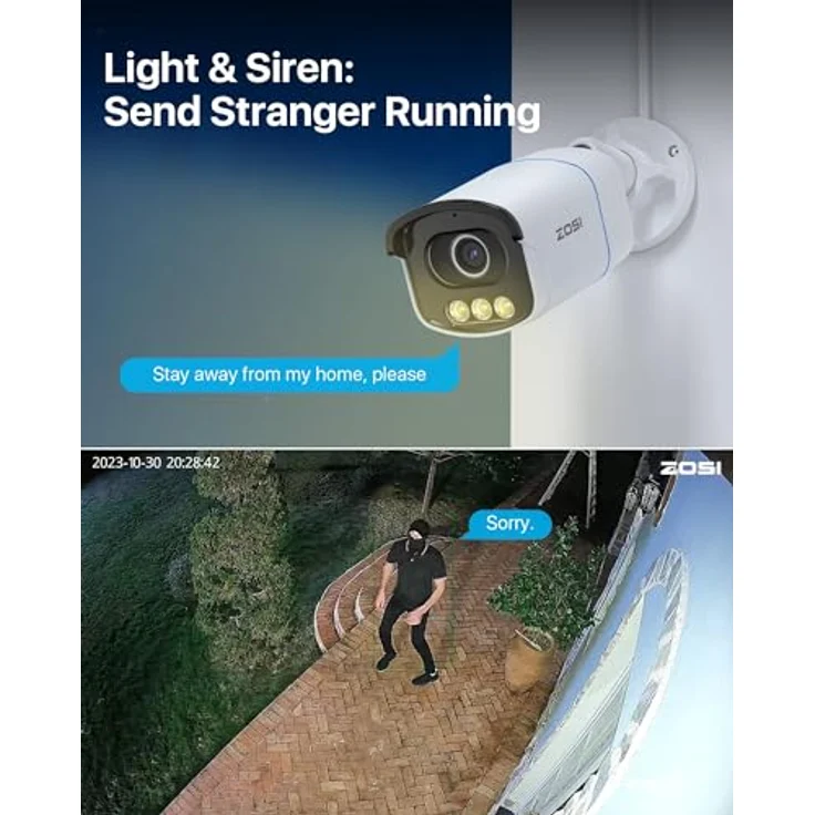 ZOSI 5MP 3K PoE Überwachungskamera Aussen, PoE Outdoor IP Kamera mit Echt Vollfarbnachtsicht, AuroraLux C186, 2-Wege-Audio – Bild 5