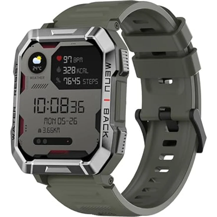 Blackview W60, Robuste Smartwatch mit 2,01" LCD-Display, integriertem Mikrofon, wasserdicht, grünes Gehäuse – Bild 3