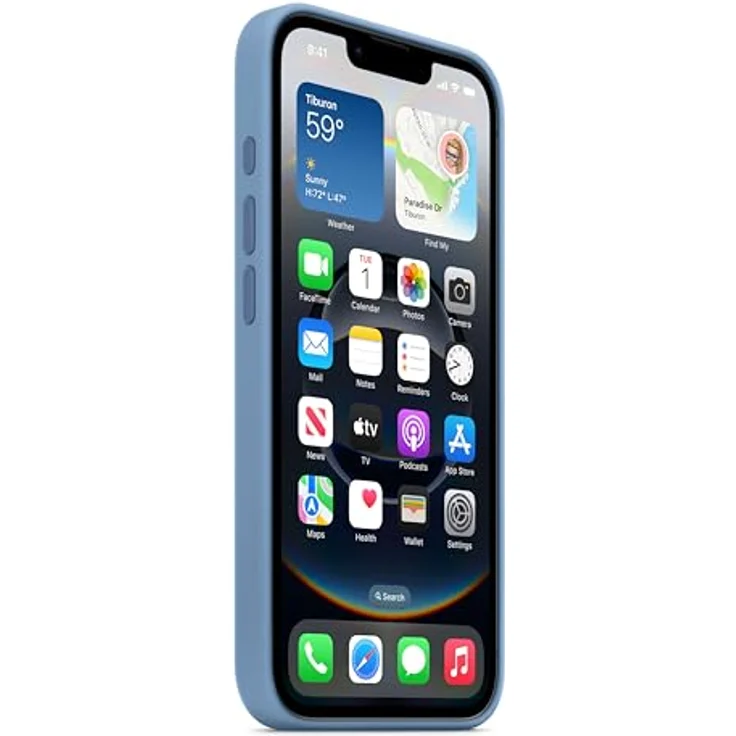 Apple iPhone 16e Silikon Case − Winterblau, Schutzhülle aus recyceltem Silikonmaterial mit Mikrofaserfutter – Bild 3