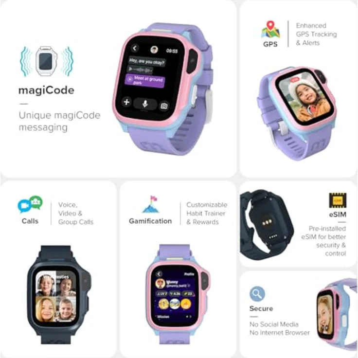 myFirst Fone S4 Kinder-Smartwatch, Cotton Candy, GPS-Ortung, LTE, 5-MP-Kamera, Sprachanrufe, Fitness-Tracker – Bild 2