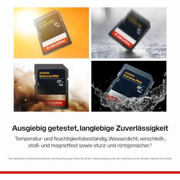 SanDisk SDXC Extreme PRO, 256 GB UHS-II V60 Karte mit 300 MB/s Lesegeschwindigkeit für 6K-Videoaufnahmen – Bild 5